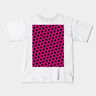 Pattern hexagonal pink on black background Kids T-Shirt